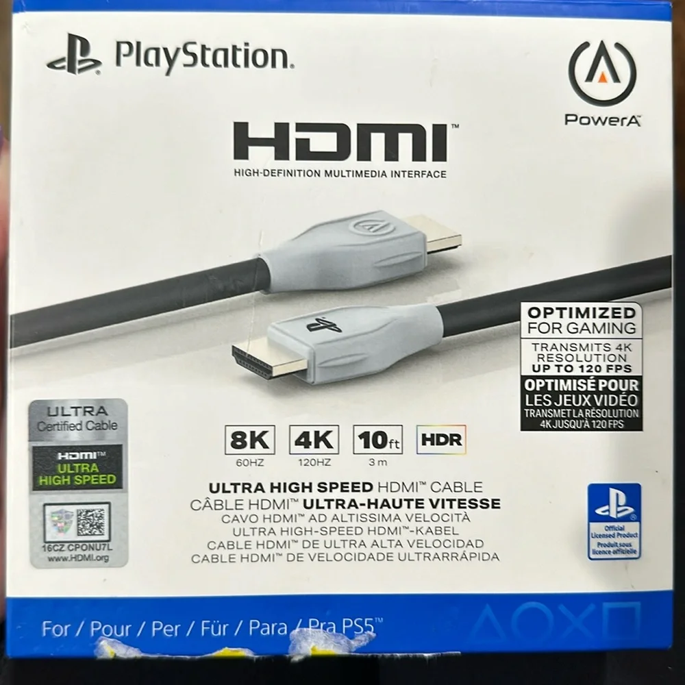 NWT play station HDMI high def multimedia interface. 8K 10ft HDR